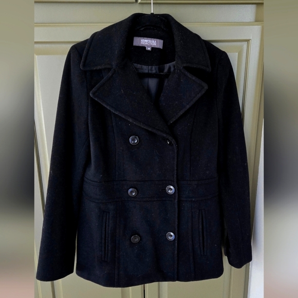 Kenneth Cole Reaction black wool peacoat - Picture 1 of 5